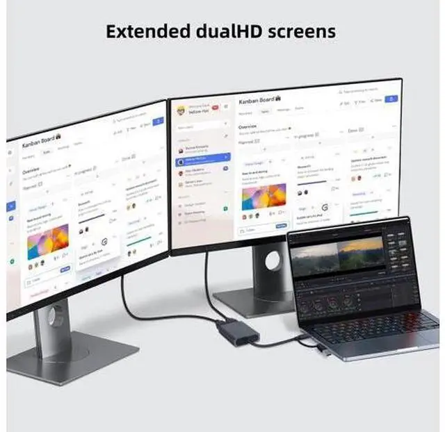Alt view image 4 of 7 - Vszerda USB C/A 3.0 to Dual HDMI Adapter,MST USB C/A 3.0 to 2X HDMI Monitor Converter, HDM I Splitter for Dual Monitors, Support 3 Different Screens (Extend & Mirror) for Windows & Mac