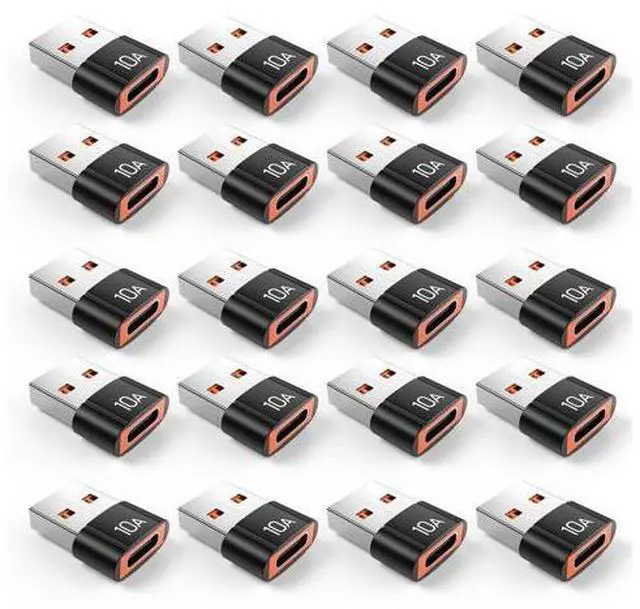 Main image of Vszerda 20Pack 200W USB C to USB Adapter, with Fast Charging & 480MB Data Transfer, USB C Converter for Apple Watch Ultra iWatch Series 8 7,iPhone 16 15 Plus Pro Max,Black