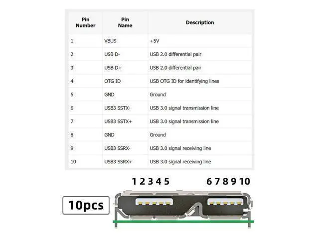 Alt view image 4 of 7 - Vszerda 10pcs/Set DIY OEM Micro USB 3.0 10Pin Female Socket Mount SMT Type Receptacle PCB Board for USB Disk