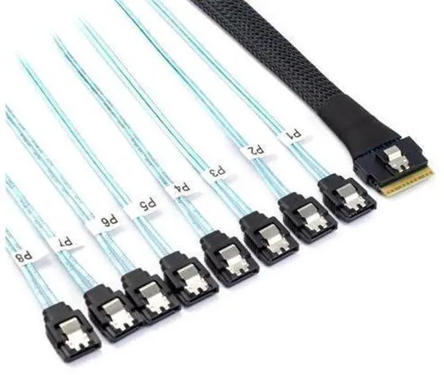 Main image of Vszerda Slimline SAS 4.0 SFF-8654 8i 74pin Host Raid to 8 SATA 7pin Target Data Transmission Hard Disk Fanout Raid Cable 1-to-8 Splitter 1.0M