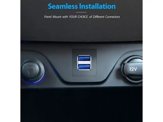 Alt view image 3 of 7 - Vszerda Dual USB3.0 Square Flush Mount - 1M 3ft USB 3.0 Extension Mount, Dash Mount, Flush Mount, Panel Mount Cable, for Car, Boat, Motorcycle (3 feet)