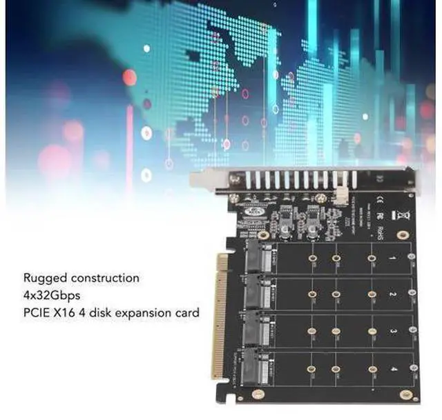 Alt view image 2 of 7 - Vszerda M.2 NVMe SSD to PCIE X16 Adapter, M Key M.2 PCIe x16 Controller Expansion Card, High Speed Raid Card, 4 Port SSD Array Card with Individual LED Indicator