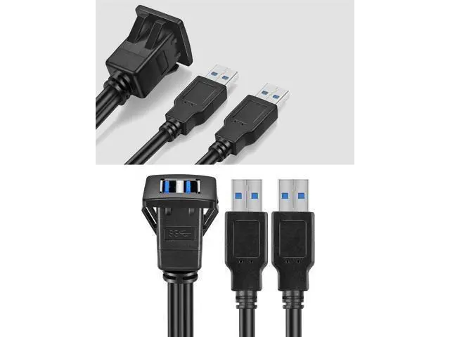 Alt view image 6 of 7 - Vszerda Dual USB3.0 Square Flush Mount - 1M 3ft USB 3.0 Extension Mount, Dash Mount, Flush Mount, Panel Mount Cable, for Car, Boat, Motorcycle (3 feet)