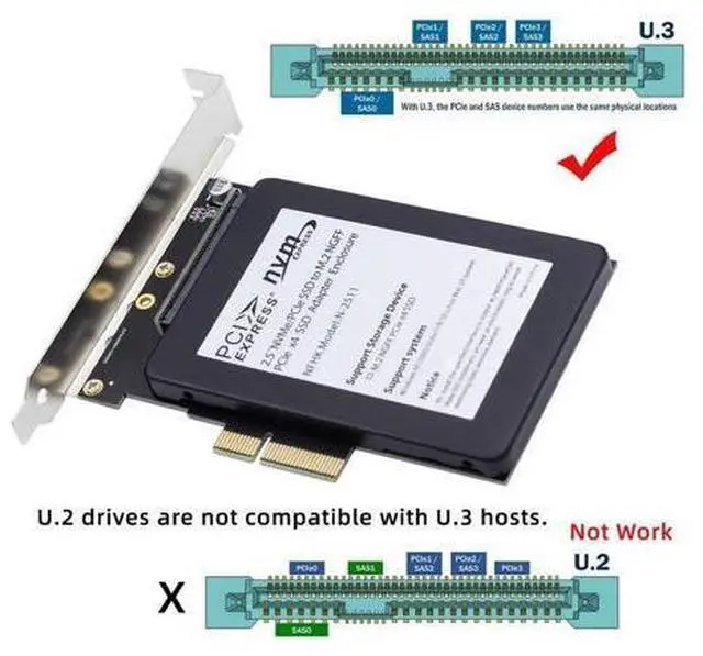 Alt view image 2 of 7 - Vszerda PCI-E 4.0 X4 Lane to NVMe PCIe SSD U.3 U3 Kit SFF-8639 Host Adapter for Motherboard PM1735