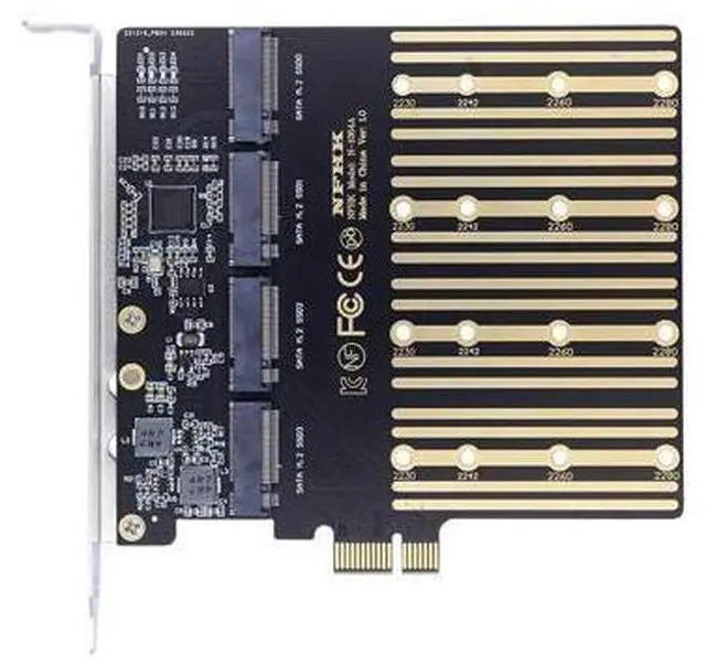 Main image of Vszerda High-Speed 4 SATA NGFF Key B+M SSD to PCI-E 1x Motherboard Desktop Adapter SSD Card ASM1064 2280 with Hot Swap