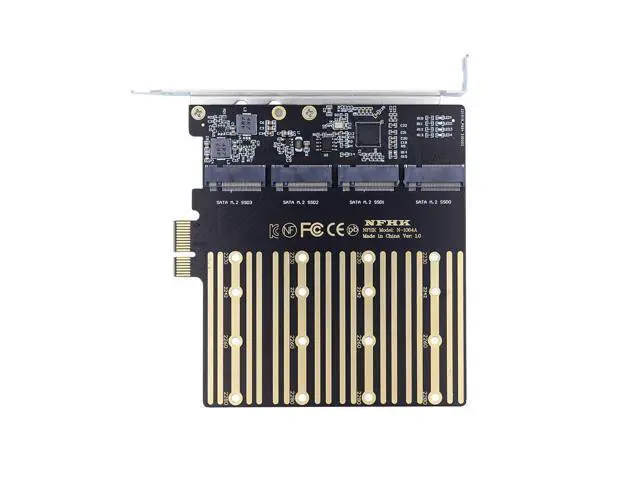 Alt view image 2 of 7 - Vszerda High-Speed 4 SATA NGFF Key B+M SSD to PCI-E 1x Motherboard Desktop Adapter SSD Card ASM1064 2280 with Hot Swap
