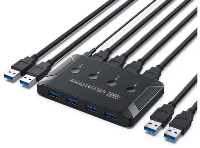 Main image of Vszerda USB 3.0 Switch, Premium USB Switcher Computers Sharing 4 USB Devices for Keyboard Mouse Printer Scanner, Peripheral Switcher Box Compatible with Mac/Windows/Linux