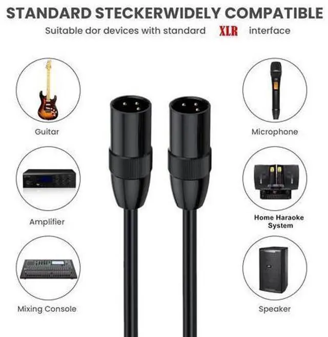 Alt view image 2 of 7 - Vszerda XLR Cable Male to Male, 3 Pin XLR Microphone Cable with Oxygen-Free Copper, Gold Plated Mixer Patch Cord for Mixer, Recording Studio, 5ft (Pack of 2)