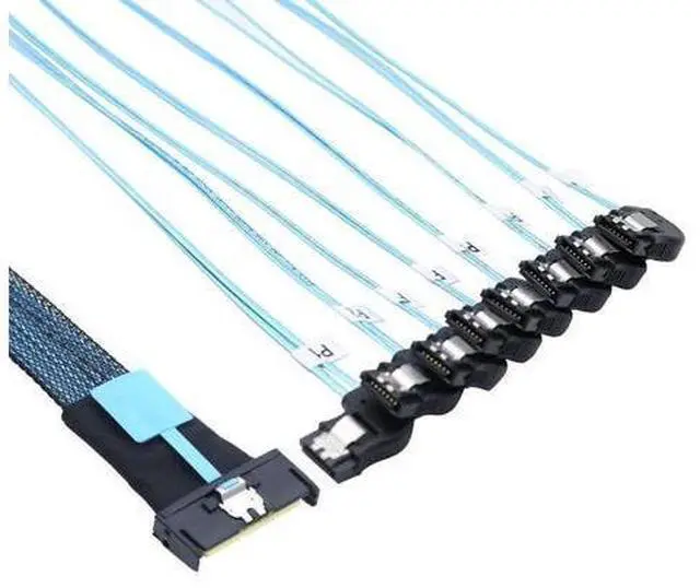 Main image of Vszerda MCIO SFF-8654 8i PCI-E Ultraport Slimline 5.0 to 8X SATA 7P Right Female Cable 100CM
