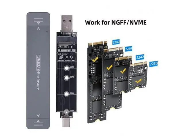 Alt view image 6 of 7 - Vszerda Type-C USB3.0 to Combo NVME M-Key M.2 NGFF SATA SSD PCBA Case 2280/2242/2230mm Adapter RTL9210B Chipset