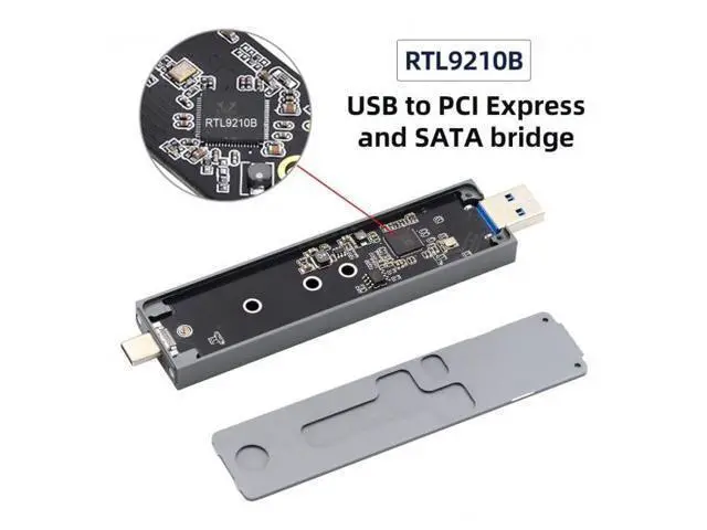 Alt view image 7 of 7 - Vszerda Type-C USB3.0 to Combo NVME M-Key M.2 NGFF SATA SSD PCBA Case 2280/2242/2230mm Adapter RTL9210B Chipset