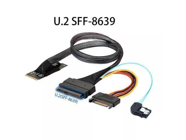 Alt view image 2 of 5 - Vszerda M.2 (M-Key) SFF-8643 to U.2 SFF-8639 Adapter with SATA 15P and 7P Left Angle Cable 50CM