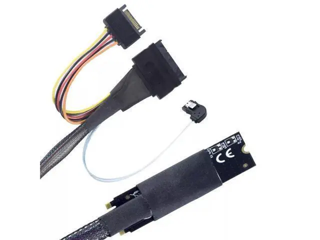 Alt view image 4 of 5 - Vszerda M.2 (M-Key) SFF-8643 to U.2 SFF-8639 Adapter with SATA 15P and 7P Left Angle Cable 50CM
