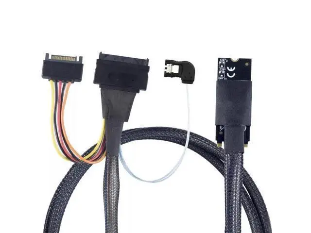 Alt view image 5 of 5 - Vszerda M.2 (M-Key) SFF-8643 to U.2 SFF-8639 Adapter with SATA 15P and 7P Left Angle Cable 50CM