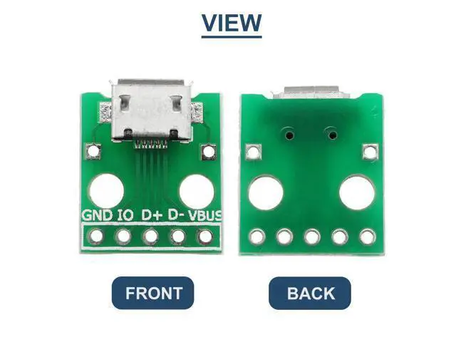 Alt view image 6 of 7 - Vszerda 10 Pcs Micro USB Female to DIP Adapter 2.54mm 5 Pin USB 2.0 Micro USB Socket to DIP Converter Breakout Board for DIY Power Supply with 50 Pin Header