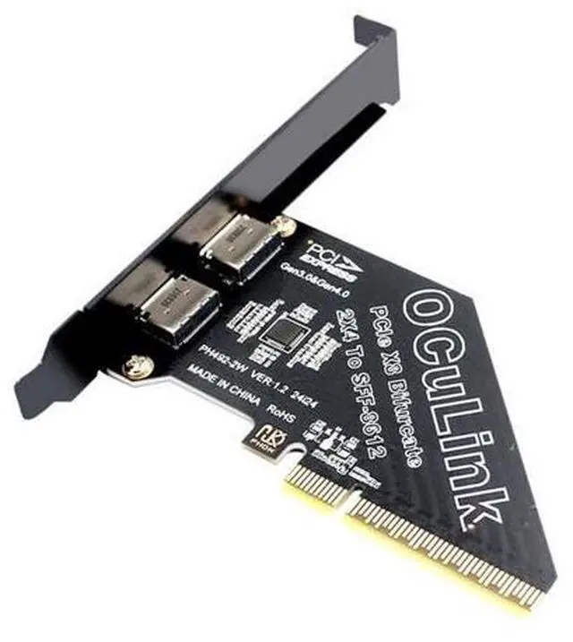 Main image of Vszerda PCI-Express 4.0 8X PCIE Detachable to Dual Oculink 4X SFF-8612 SFF-8611 VROC Raid0 Adapter for U.2 SSD eGPU Graphics Card External Dock