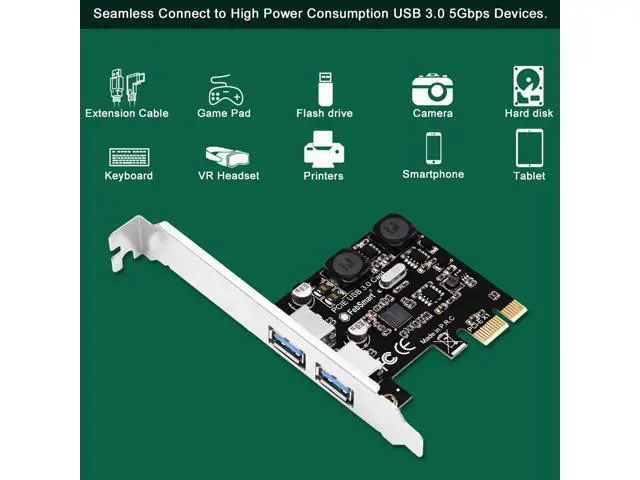 Alt view image 4 of 7 - Vszerda 2-Ports Superspeed 5Gbps USB 3.0 PCI Express Expansion Card for Windows, MAC OS X and Linux Desktop PCs, Built in Self-Powered Technology, No Need Additional Power Supply (FS-U2S-Pro)