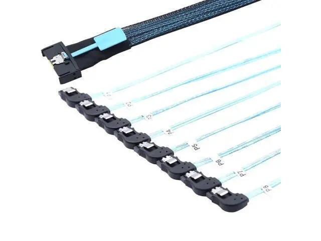 Alt view image 2 of 5 - Vszerda MCIO SFF-8654 8i PCI-E Ultraport Slimline 5.0 to 8X SATA 7P Right Female Cable 50CM