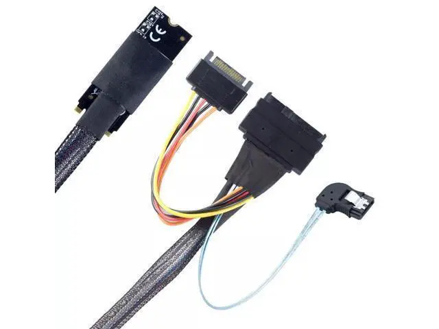 Alt view image 4 of 4 - Vszerda M.2 (M-Key) SFF-8643 to U.2 SFF-8639 Adapter with SATA 15P and 7P Right Angle Cable 50CM