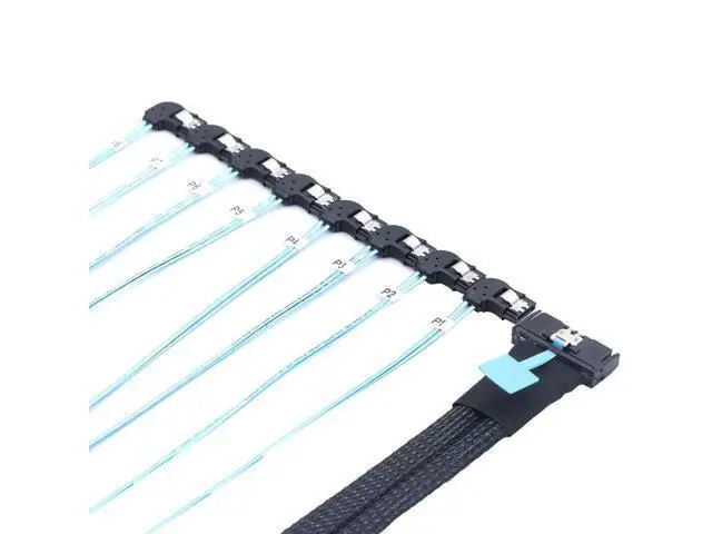 Alt view image 4 of 5 - Vszerda MCIO SFF-8654 8i PCI-E Ultraport Slimline 5.0 to 8X SATA 7P Right Female Cable 50CM