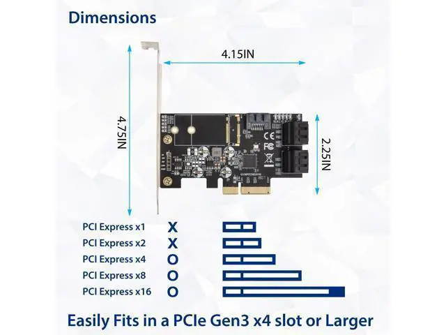 Alt view image 3 of 6 - Vszerda Internal 5 Port Non-Raid SATA III 6GB/S Pci-E X4 Controller Card for Desktop PC Support SSD and HDD with Low Profile Bracket. JMB585 Chipset SI-PEX40139