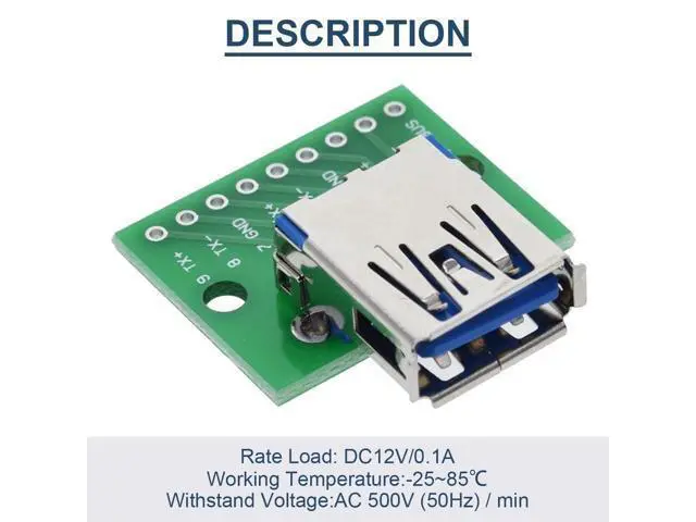 Alt view image 2 of 7 - Vszerda 10 Pcs USB Type-A 3.0 Female to DIP Adapter 2.54mm 9 Pin USB 3.0 Type-A Socket to DIP Converter Breakout Board for DIY Power Supply with 90 Pin Header