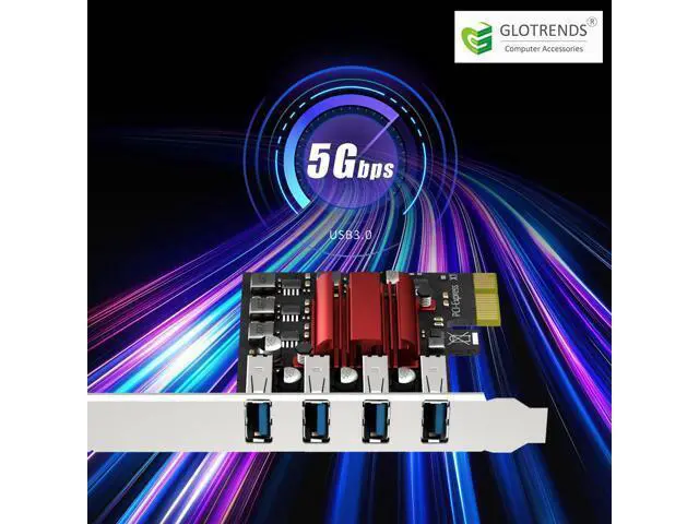 Alt view image 4 of 7 - Vszerda U3044BG 4-Port USB 3.0 Type-A 5Gb PCIe Expansion Card, Regular and Low-Profile Bracket, Compatible with Windows and Linux (Not Support Mac OS)