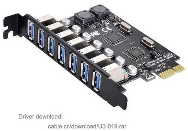 Alt view image 2 of 7 - Vszerda 7 Ports PCI-E to USB 3.0 HUB PCI Express Expansion Card Adapter 5Gbps for Motherboard
