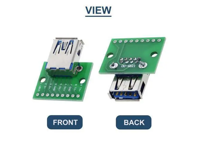 Alt view image 6 of 7 - Vszerda 10 Pcs USB Type-A 3.0 Female to DIP Adapter 2.54mm 9 Pin USB 3.0 Type-A Socket to DIP Converter Breakout Board for DIY Power Supply with 90 Pin Header
