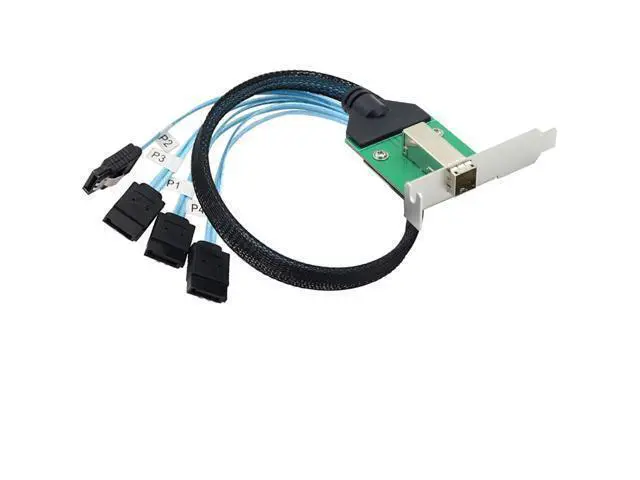 Alt view image 4 of 5 - Vszerda 12G 30AWG External Mini SAS HD SFF-8644 Female wiht PCBA to 4 Port SATA for Hard Disk Data Server Raid Cable Adapter (0.5M)