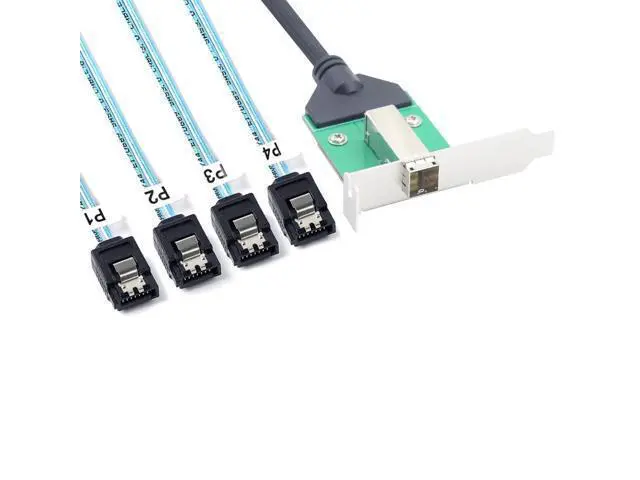 Alt view image 3 of 5 - Vszerda 12G 30AWG External Mini SAS HD SFF-8644 Female wiht PCBA to 4 Port SATA for Hard Disk Data Server Raid Cable Adapter (0.5M)