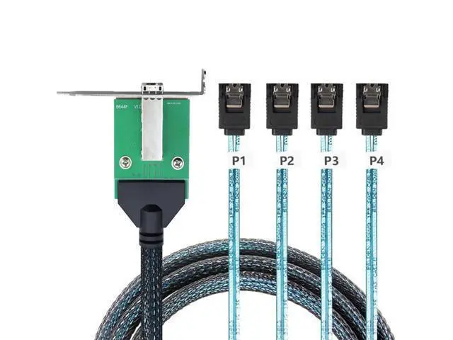 Alt view image 5 of 5 - Vszerda 12G 30AWG External Mini SAS HD SFF-8644 Female wiht PCBA to 4 Port SATA for Hard Disk Data Server Raid Cable Adapter (0.5M)