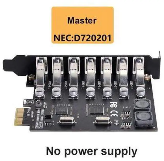 Alt view image 3 of 7 - Vszerda 7 Ports PCI-E to USB 3.0 HUB PCI Express Expansion Card Adapter 5Gbps for Motherboard