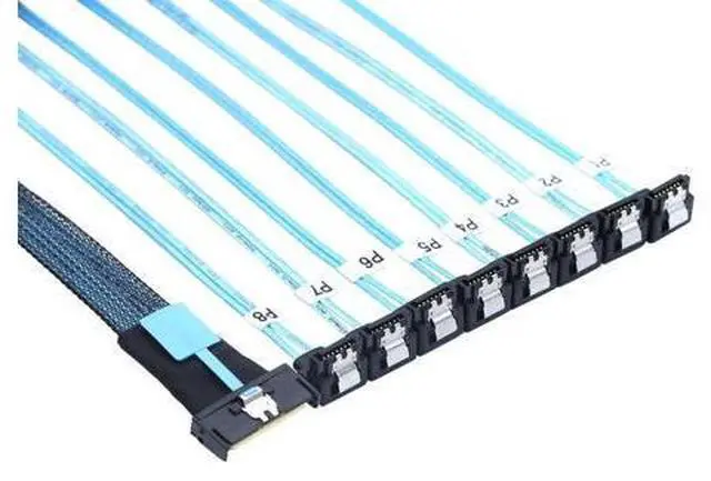 Main image of Vszerda MCIO SFF-8654 8i PCI-E Ultraport Slimline 5.0 to 8X SATA 90 Degree Female Cable 100CM