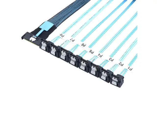 Alt view image 5 of 6 - Vszerda MCIO SFF-8654 8i PCI-E Ultraport Slimline 5.0 to 8X SATA 90 Degree Female Cable 100CM
