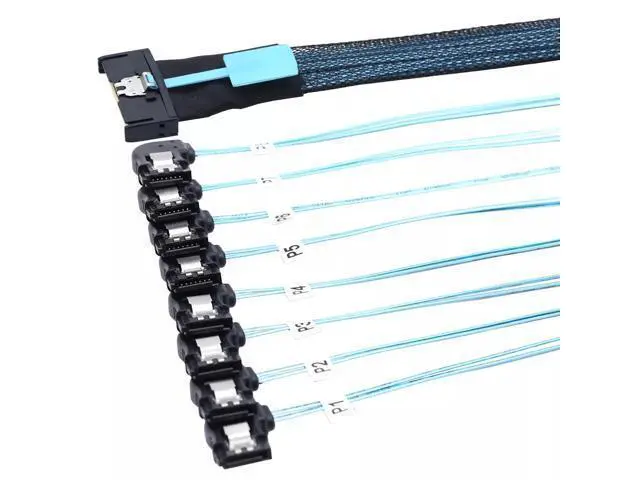 Alt view image 5 of 6 - Vszerda MCIO 8X SFF-8654 8i PCI-E Ultraport Slimline 5.0 to 8X SATA 7P Left Female Cable (0.8m)