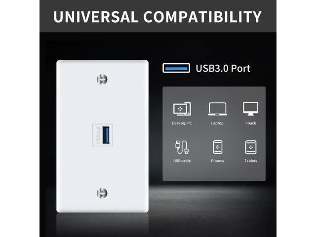 Alt view image 4 of 7 - Vszerda USB 3.0 Wall Plate, 1Port USB 3.0 Keystone Jack Outlet Wall Plate for Mount Socket Face Panel Cover, Type A Female to Female Keystone Panel Cover for Charging & Data Transfer, White