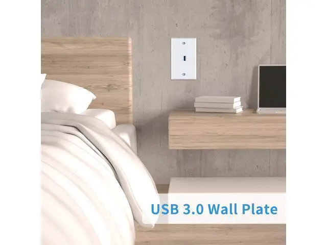 Alt view image 6 of 7 - Vszerda USB 3.0 Wall Plate, 1Port USB 3.0 Keystone Jack Outlet Wall Plate for Mount Socket Face Panel Cover, Type A Female to Female Keystone Panel Cover for Charging & Data Transfer, White