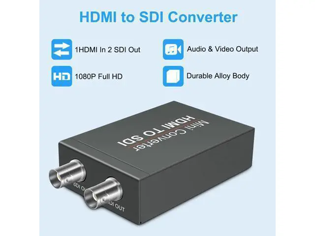 Alt view image 2 of 7 - Vszerda HDMI to SDI Converter, Converter One HDMI in Two SDI Output (with Power Supply Adapter, Audio Embedder Support HDMI 1.3, SD/HD/3G-SDI 1080P for Camera CCTV