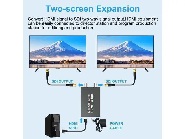 Alt view image 5 of 7 - Vszerda HDMI to SDI Converter, Converter One HDMI in Two SDI Output (with Power Supply Adapter, Audio Embedder Support HDMI 1.3, SD/HD/3G-SDI 1080P for Camera CCTV