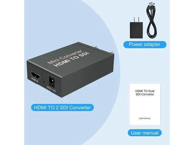 Alt view image 7 of 7 - Vszerda HDMI to SDI Converter, Converter One HDMI in Two SDI Output (with Power Supply Adapter, Audio Embedder Support HDMI 1.3, SD/HD/3G-SDI 1080P for Camera CCTV