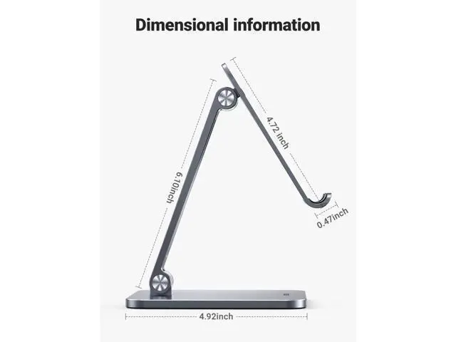 Alt view image 7 of 7 - UGREEN Tablet Stand Compatible for iPad Desk Stand Holder Adjustable Aluminum Thicker Base Compatible with iPad Pro Air Mini 13 12.9 11 Inch Home Office Desk Accessories Grey