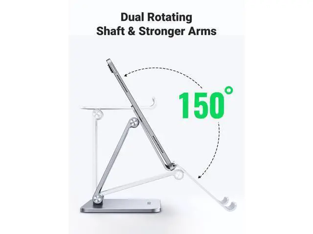 Alt view image 2 of 7 - UGREEN Tablet Stand Compatible for iPad Desk Stand Holder Adjustable Aluminum Thicker Base Compatible with iPad Pro Air Mini 13 12.9 11 Inch Home Office Desk Accessories Silver