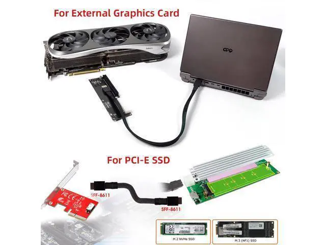 Alt view image 4 of 7 - Vszerda OCuLink PCIe 4.0 PCI-Express SFF-8611 4i to OCuLink SFF-8611 Data Active Cable for eGPU SSD External Graphics Card 50cm