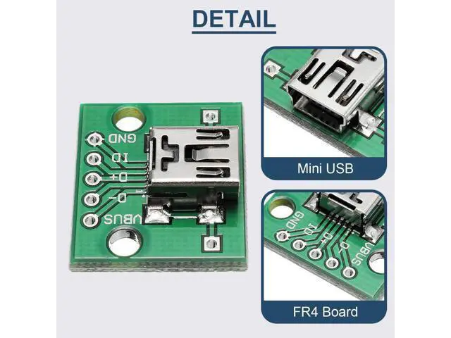 Alt view image 3 of 7 - Vszerda 10 Pcs Mini USB Female to DIP Adapter 2.54mm 5 Pin USB 2.0 Mini USB Socket to DIP Converter Breakout Board for DIY Power Supply with 50 Pin Header