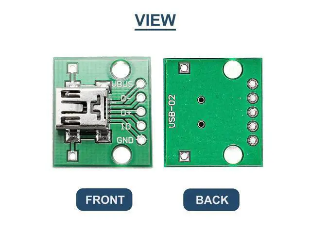 Alt view image 6 of 7 - Vszerda 10 Pcs Mini USB Female to DIP Adapter 2.54mm 5 Pin USB 2.0 Mini USB Socket to DIP Converter Breakout Board for DIY Power Supply with 50 Pin Header
