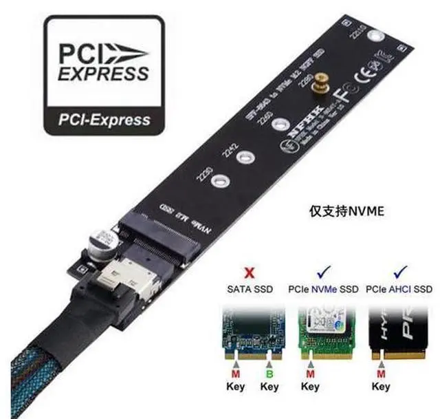 Alt view image 3 of 7 - Vszerda NGFF M-Key NVME Male to Female Extension Cable 40cm with SFF-8654 Connector for Mainboard SSD 2280/22110