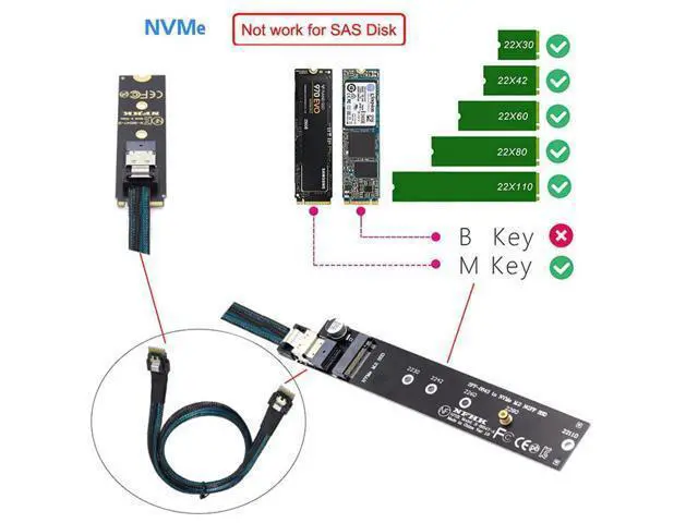 Alt view image 5 of 7 - Vszerda NGFF M-Key NVME Male to Female Extension Cable 40cm with SFF-8654 Connector for Mainboard SSD 2280/22110