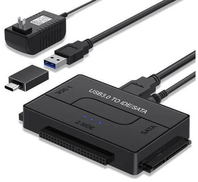 Main image of Vszerda USB 3.0 to SATA IDE Hard Drive Reader, External Hard Drive Ultra Recovery Converter Universal Hard Drive Adapter Kit for 2.5/3.5 HDD/SSD Hard Drive Disk, Include 12V/2A Power Adapter