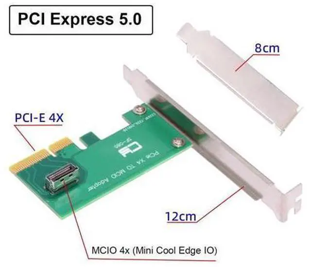 Alt view image 3 of 7 - Vszerda MCIO Mini Cool Edge IO Female to PCI-Express 5.0 4.0 4X Host Adapter for M.2 NVME to U.2 SSD with Low Profile Bracket